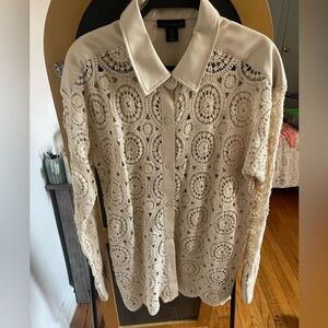 House of Harlow Crochet button down